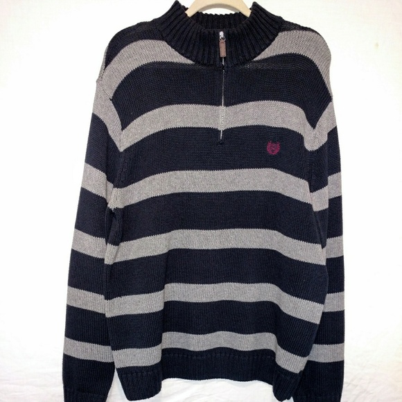 Chaps Other - CHAPS L/G Blue/Grey Striped 1/4 zip Sweater